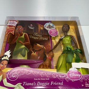 Disney StoryTellers Princess &The Frog Tiana Doggie Friend Stella Doll Book RARE